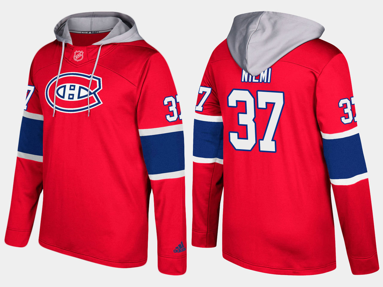 Men NHL Montreal canadiens 37 antti niemi red hoodie